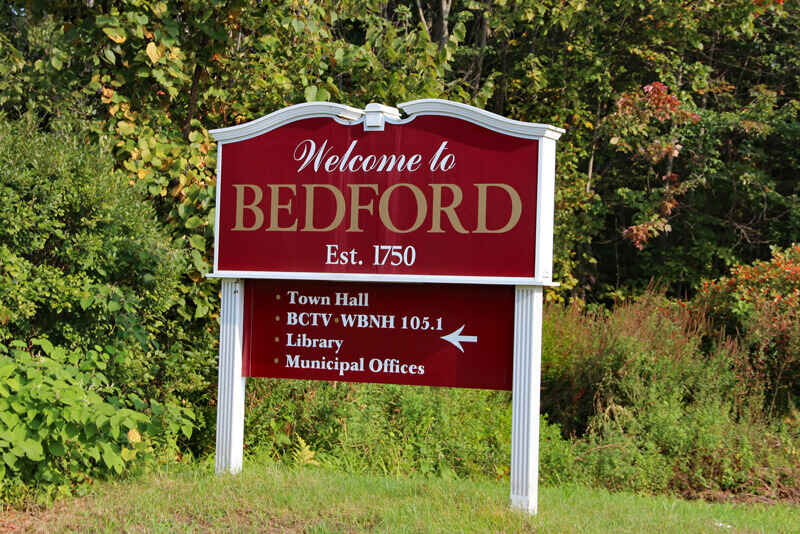 Welcome to Bedford Est. 1750 sign