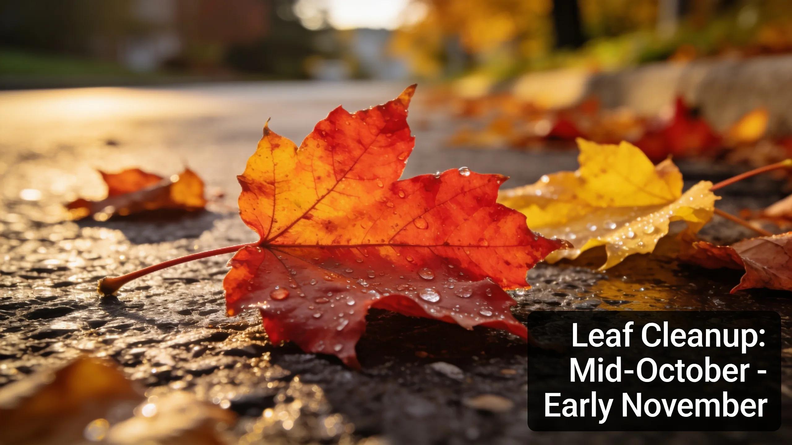 Close-up of autumn leaves in Manchester NH indicating timing for leaf cleanup