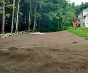 Before photo of area prepped for lawn installation